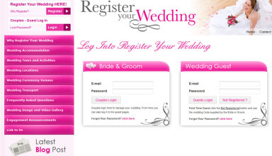 Login Detials for Register Your Wedding